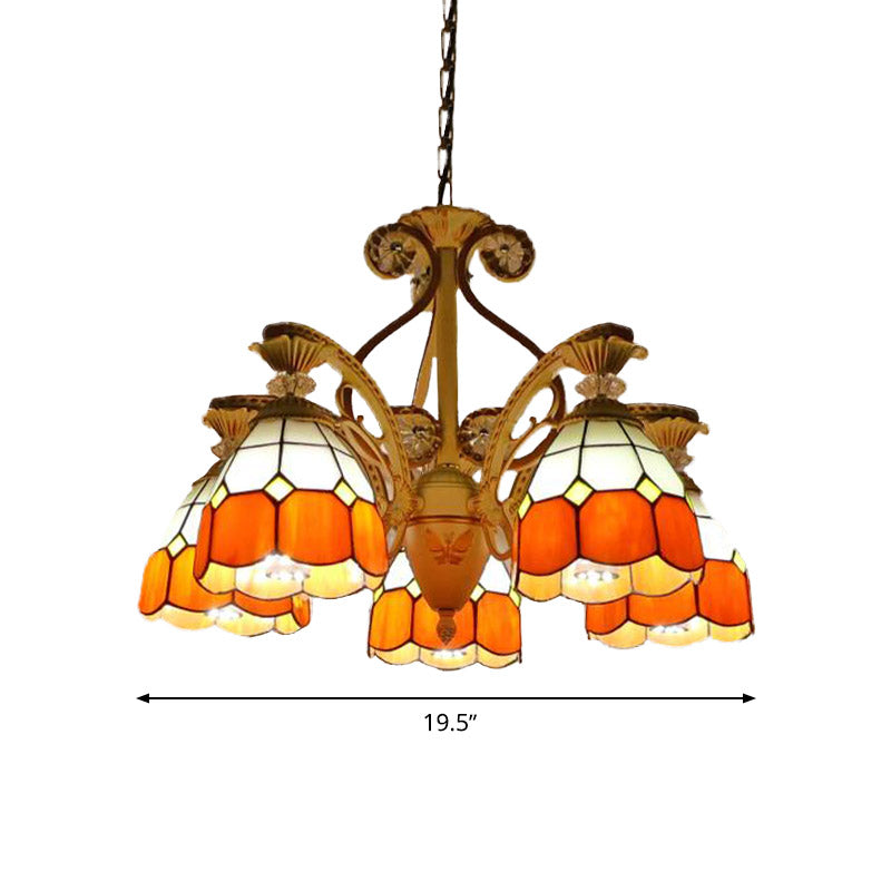 19"/19.5" W Orange/Blue Cut Glass Pendant Chandelier - Rebooters