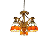 19"/19.5" W Orange/Blue Cut Glass Pendant Chandelier - Rebooters