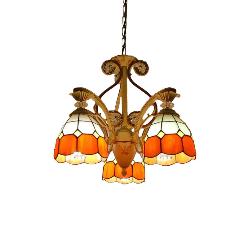 19"/19.5" W Orange/Blue Cut Glass Pendant Chandelier - Rebooters