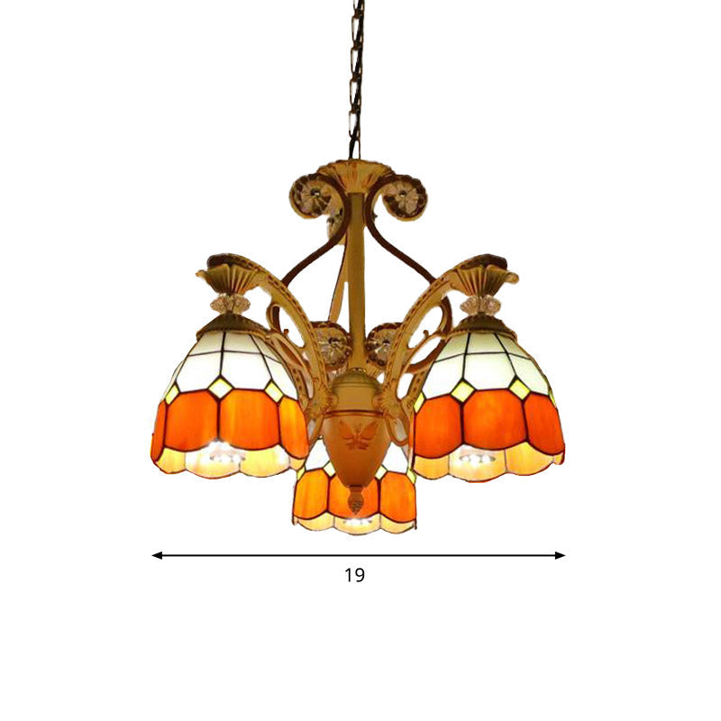 19"/19.5" W Orange/Blue Cut Glass Pendant Chandelier - Rebooters