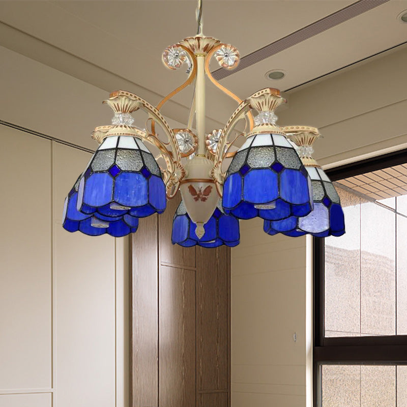 19"/19.5" W Orange/Blue Cut Glass Pendant Chandelier - Rebooters