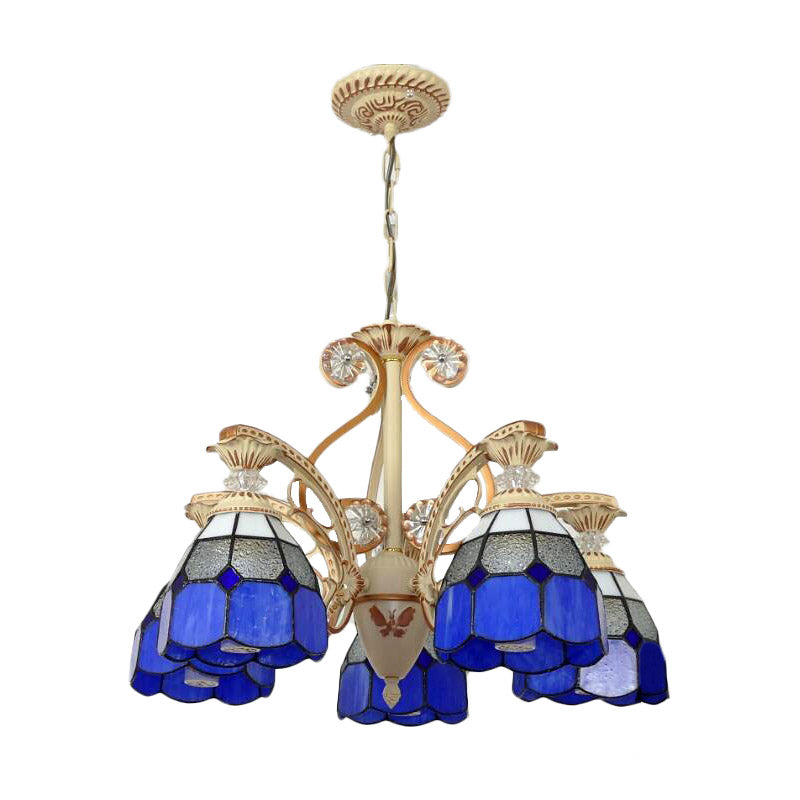 19"/19.5" W Orange/Blue Cut Glass Pendant Chandelier - Rebooters