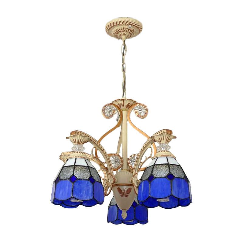 19"/19.5" W Orange/Blue Cut Glass Pendant Chandelier - Rebooters