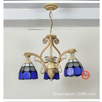 19"/19.5" W Orange/Blue Cut Glass Pendant Chandelier - Rebooters