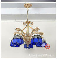 19"/19.5" W Orange/Blue Cut Glass Pendant Chandelier - Rebooters