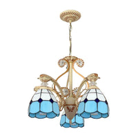 19"/19.5" W Orange/Blue Cut Glass Pendant Chandelier - Rebooters