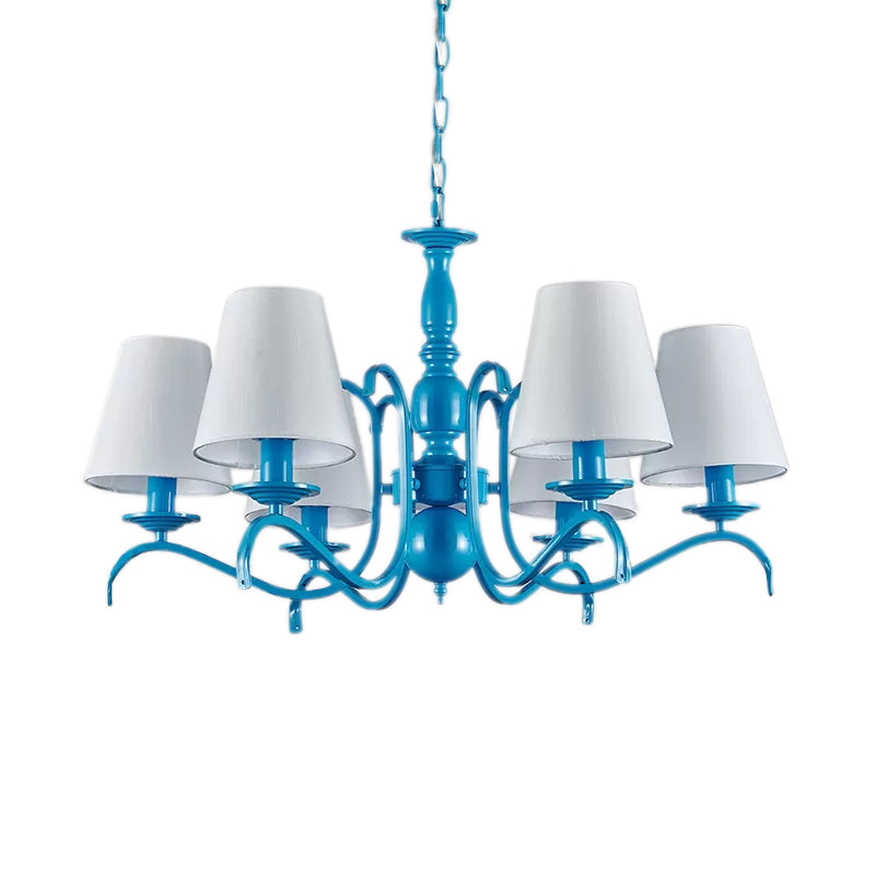 Six Lights Bucket Shade Chandelier Nautical Fabric Pendant Lamp - Rebooters