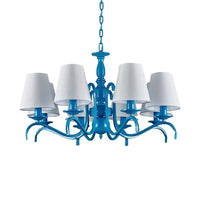 Tapered Shade Living Room Chandelier Metal 10 Heads Nautical Light in Blue - Rebooters