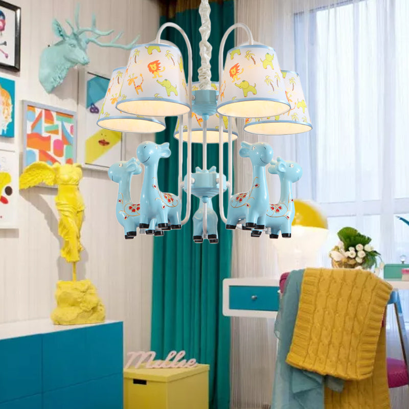 Cartoon Candy Colored Chandelier Giraffe Five Heads Light - Rebooters