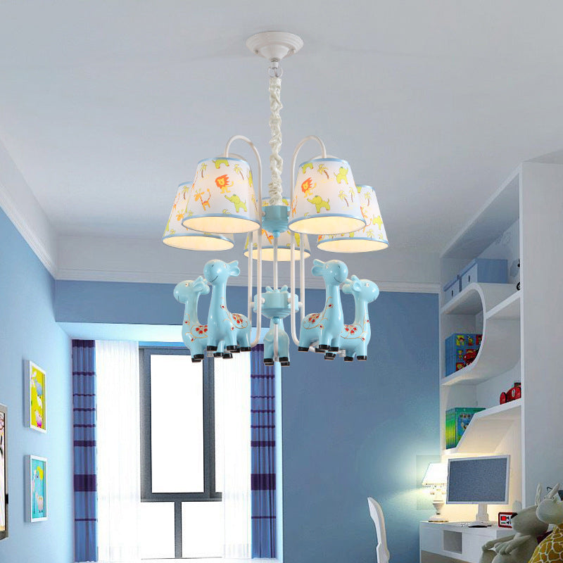 Cartoon Candy Colored Chandelier Giraffe Five Heads Light - Rebooters