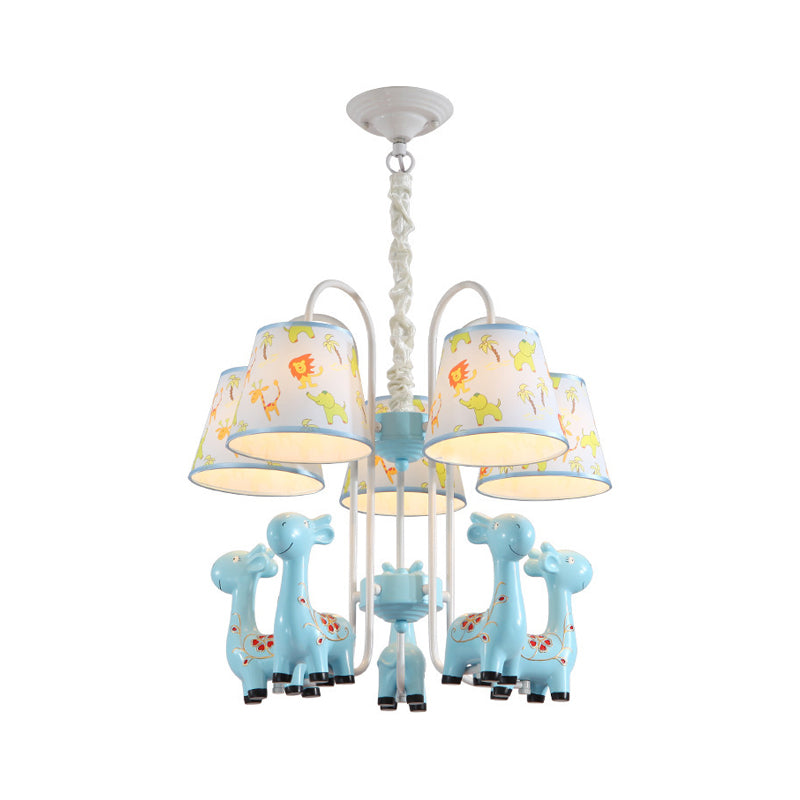Cartoon Candy Colored Chandelier Giraffe Five Heads Light - Rebooters
