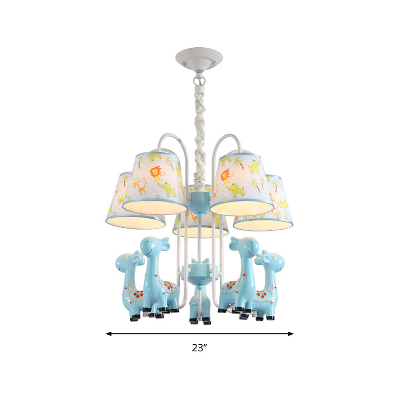 Cartoon Candy Colored Chandelier Giraffe Five Heads Light - Rebooters