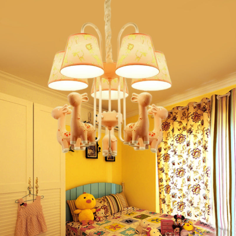 Cartoon Candy Colored Chandelier Giraffe Five Heads Light - Rebooters