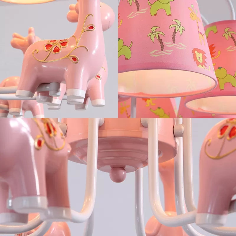 Cartoon Candy Colored Chandelier Giraffe Five Heads Light - Rebooters