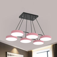 Acrylic Round Shade Chandelier Macaron Stylish Pendant Light - Rebooters