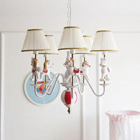 5 Lights Horse Pendant Lamp Contemporary Metal Chandelier for Baby Bedroom - Rebooters