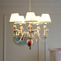 5 Lights Horse Pendant Lamp Contemporary Metal Chandelier for Baby Bedroom - Rebooters