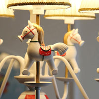5 Lights Horse Pendant Lamp Contemporary Metal Chandelier for Baby Bedroom - Rebooters
