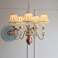 5 Lights Horse Pendant Lamp Contemporary Metal Chandelier for Baby Bedroom - Rebooters