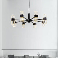Oblong Hanging Lamp Kit Nordic Metallic 6/8 Heads Black Chandelier - Rebooters
