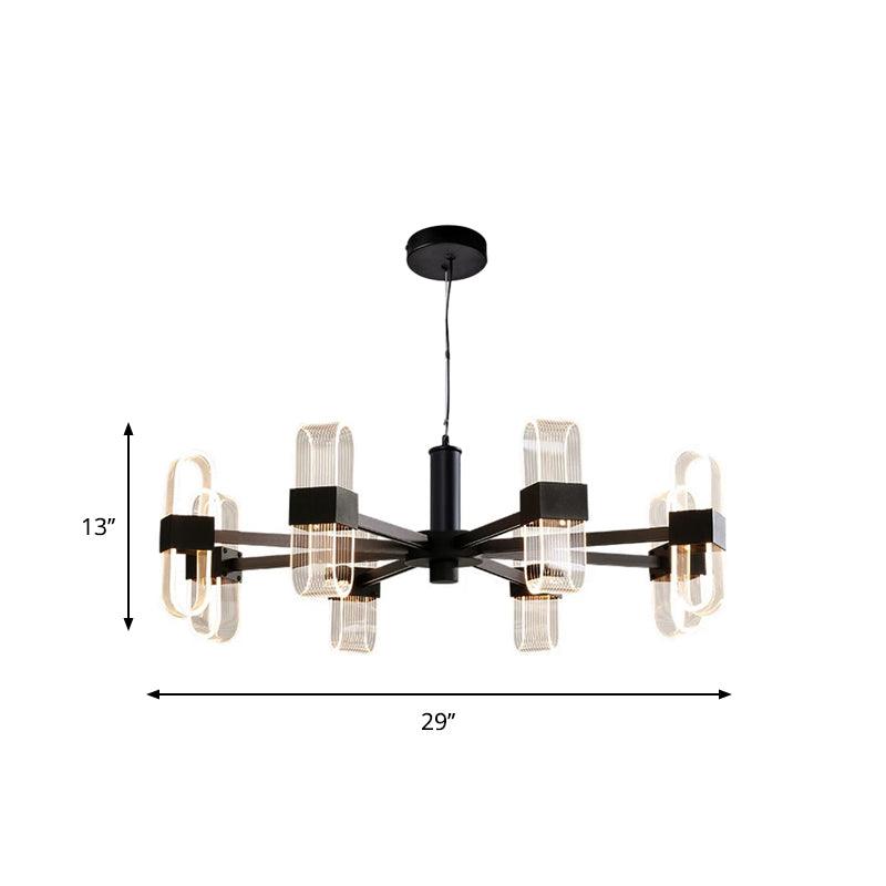 Oblong Hanging Lamp Kit Nordic Metallic 6/8 Heads Black Chandelier - Rebooters
