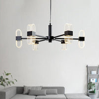 Oblong Hanging Lamp Kit Nordic Metallic 6/8 Heads Black Chandelier - Rebooters