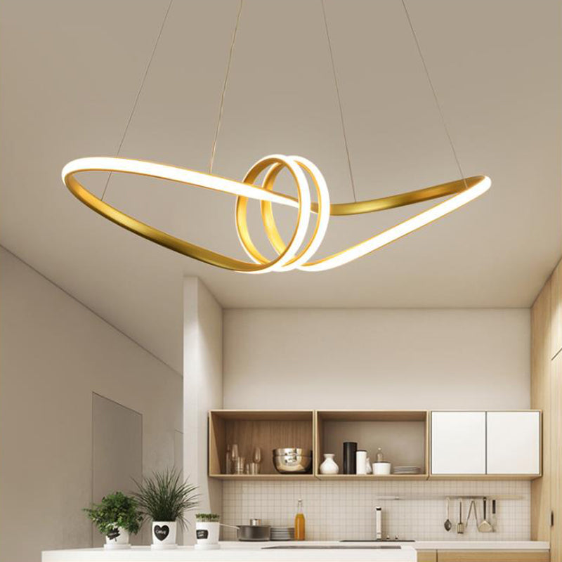 Minimal LED Pendant Lamp Gold Coffee 8 Shaped Chandelier - Rebooters