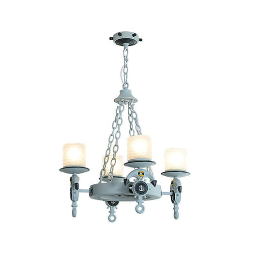 Anchor Suspension Light Modernism Resin 4 Lights Blue Pendant Chandelier - Rebooters