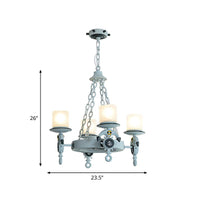 Anchor Suspension Light Modernism Resin 4 Lights Blue Pendant Chandelier - Rebooters