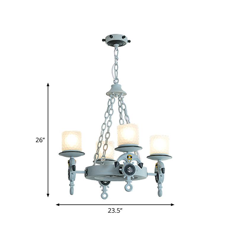 Anchor Suspension Light Modernism Resin 4 Lights Blue Pendant Chandelier - Rebooters