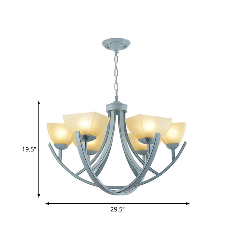 Frosted Glass Trapezoid Hanging Lamp Kit Simple 6-Head Chandelier - Rebooters