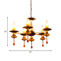 3/5/6 Lights Golden Chandelier Traditional Iron Bellied Oval Vase Lamp - Rebooters