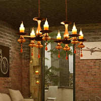 3/5/6 Lights Golden Chandelier Traditional Iron Bellied Oval Vase Lamp - Rebooters