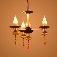 3/5/6 Lights Golden Chandelier Traditional Iron Bellied Oval Vase Lamp - Rebooters