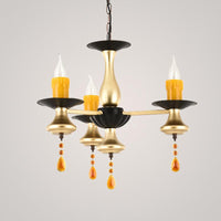 3/5/6 Lights Golden Chandelier Traditional Iron Bellied Oval Vase Lamp - Rebooters