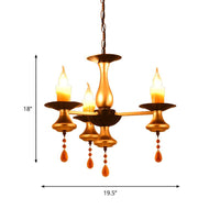 3/5/6 Lights Golden Chandelier Traditional Iron Bellied Oval Vase Lamp - Rebooters