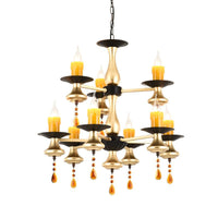 3/5/6 Lights Golden Chandelier Traditional Iron Bellied Oval Vase Lamp - Rebooters