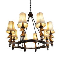 6/8 Lights Hanging Lamp Country Tapered Fabric Chandelier - Rebooters