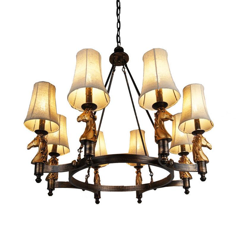 6/8 Lights Hanging Lamp Country Tapered Fabric Chandelier - Rebooters