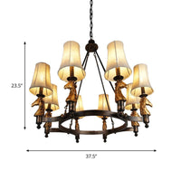 6/8 Lights Hanging Lamp Country Tapered Fabric Chandelier - Rebooters