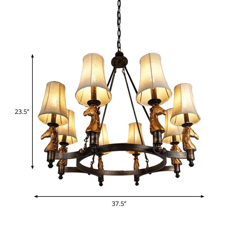6/8 Lights Hanging Lamp Country Tapered Fabric Chandelier - Rebooters