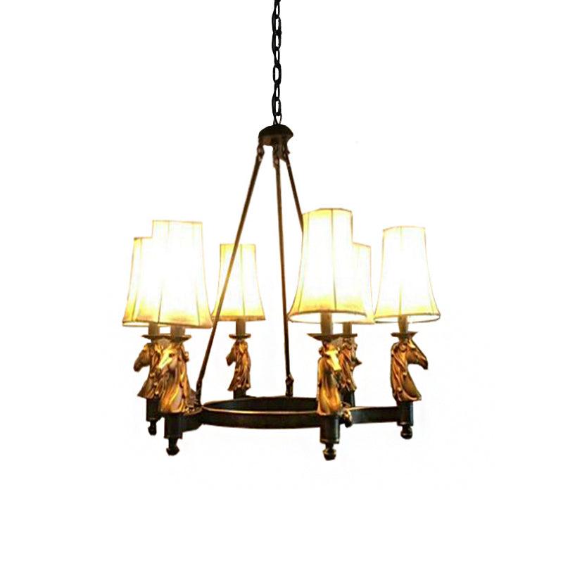 6/8 Lights Hanging Lamp Country Tapered Fabric Chandelier - Rebooters
