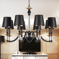3/5/6 Lights Linen Chandelier Traditional Black Conical Fixture - Rebooters