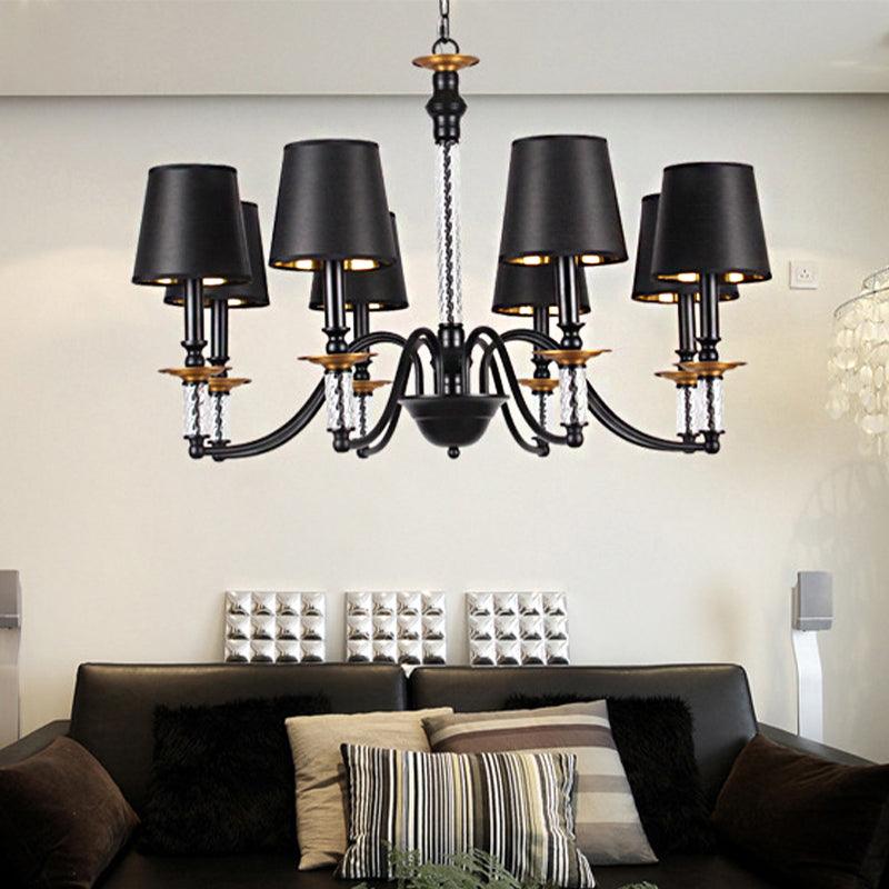 3/5/6 Lights Linen Chandelier Traditional Black Conical Fixture - Rebooters