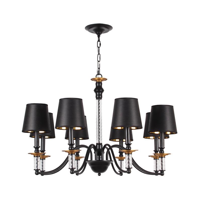 3/5/6 Lights Linen Chandelier Traditional Black Conical Fixture - Rebooters