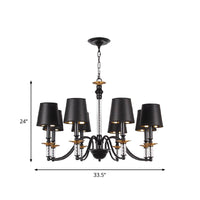 3/5/6 Lights Linen Chandelier Traditional Black Conical Fixture - Rebooters