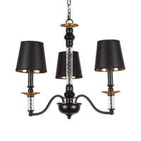 3/5/6 Lights Linen Chandelier Traditional Black Conical Fixture - Rebooters