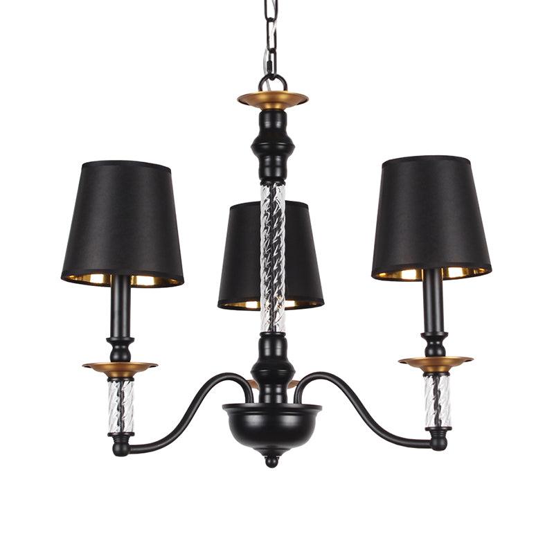 3/5/6 Lights Linen Chandelier Traditional Black Conical Fixture - Rebooters