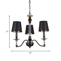 3/5/6 Lights Linen Chandelier Traditional Black Conical Fixture - Rebooters