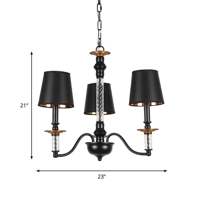 3/5/6 Lights Linen Chandelier Traditional Black Conical Fixture - Rebooters